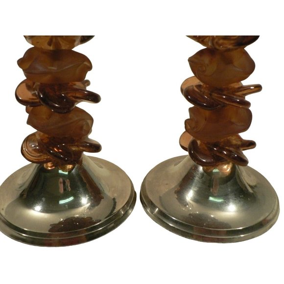 Candle holder PAIR Artistic Sculptural design Acrylic and metal - Picture 3 of 10